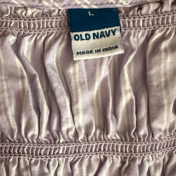 Old Navy Lavender White Striped Sleeveless Smocked Dress Size L - Picture 9 of 12